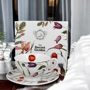 Porcelán csésze+alj 250ml Virág-Meadow
