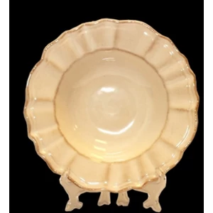 Tányér mély porcelán Romantik natúr, 24x5cm kézzel festett