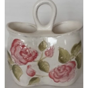 Fakanáltartó Porcelán 17x9,5x20cm bordó rózsás kézzel festett