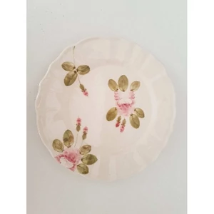 Tányér lapos Porcelán  rózsás 28,5x1,8cm virágos bordó lapostányér kézzel festett