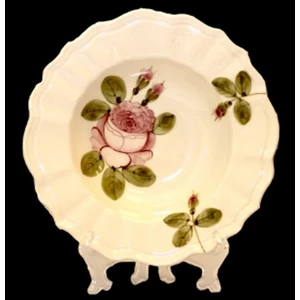 Tányér mély porcelán 24x5cm Romantik rózsás kézzel festett