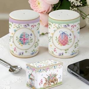 Porcelán só-borsszóró szett 7cm, Spring Bloom dobozban