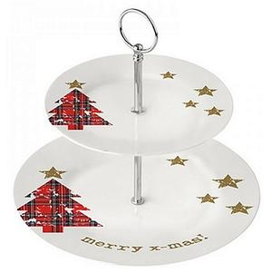 Porcelán süteményes állvány D27xH25cm Tartan Tree porcelán