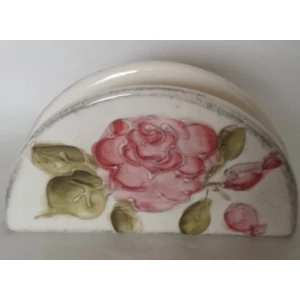 Szalvétartó kerámia virágos bordó rózsás 16,5x4x9cm domború mintás