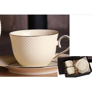 Porceláncsésze+alj 250ml krém, 2 személyes,dobozban