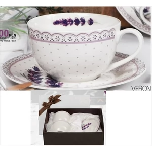 Porceláncsésze+alj 250ml Lavender 2 személyes, dobozban