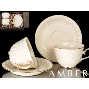 Porcelán csésze+alj 280ml Amber, 2 személyes dobozban 