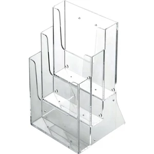 Prospektustartó 3XA4 asztali áttetsző színtelen 4330X, 214x33x253mm 3 zsebes prospektustartók