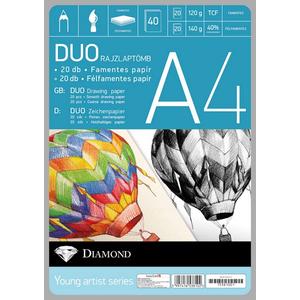 Rajzlaptömb A4 Duo Diamond 20db famentes+20db félfamentes papír Lizzy kollekció iskolai rajzlap
