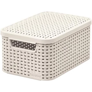 Rattan hatású kosár tetőve 6l törtfehér CURVER Style S