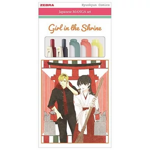 Írószer készlet Zebra Manga Set, Girl in the shrine, 5 darabos 