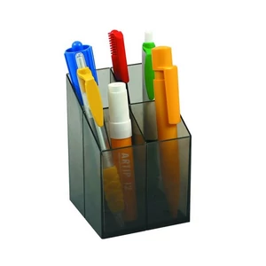 Írószertartó asztali ICO Pen Holder transzparens fekete rekeszes írószertartó, asztali írószerta