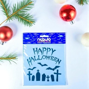 Sablon lap, stencil Halloween temető 14,5x14,5cm nebulo