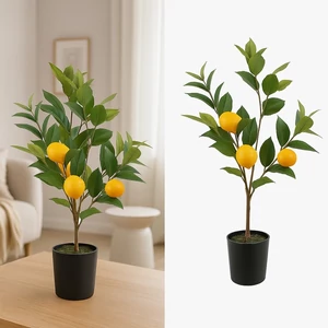Selyemvirág - művirág 70cm citrus citrom citromsárga 33x28x70cm SDDST5 élthű