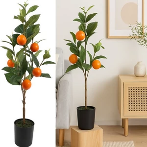 Selyemvirág - művirág fa 70cm citrus naracsfa naracssárga 33x28x70cm SDDST5 élethű exkluzív termék