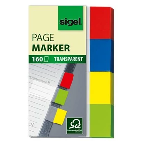 Sigel Jelölőcímke Clear, műanyag, vegyes szín 4x40 lap, 20x50 mm