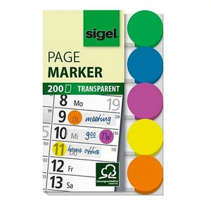 Sigel Jelölőcímke műanyag, vegyes szín 5x40 lap,50x12mm