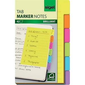 Sigel Jelölőlap Brilliant, papír, 6 különböző szín 6x7 lap, 98x148mm