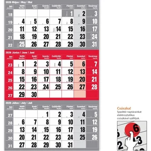 Speditőr naptár fali 2026 6061-90 piros fejlappal piros papíros Realsystem 2026 kollekció!