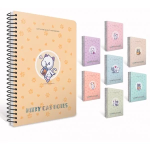 Spirálfüzet A4 Gipta Kitty Cat PP borítással 100 lapos kockás 7283