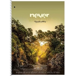 Spirálfüzet A4+ kockás 80lap,"Never give up", Vegyes SB0806706K