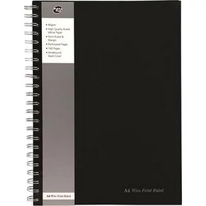 Spirálfüzet A4 Pukka Pad Black Range 80lap vonalas fekete Irodai füzet Pukka Pad SBWRULA4