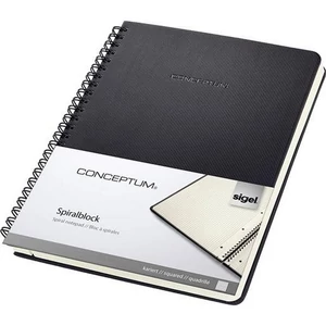 Spirálfüzet A5 Sigel Conceptum 80lap kockás fekete Irodai füzet Sigel CO822