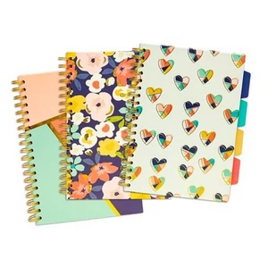 Spirálfüzet B5 Pukka Pad vonalas, 200lap, Floral Love Project Book, vegyes színek