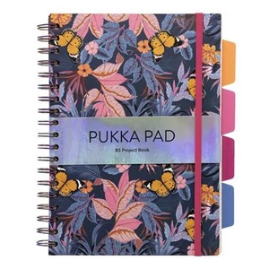 Spirálfüzet B5 vonalas 100 lap, PUKKA PAD Project Book Bloom vegyes minta