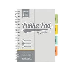 Spirálfüzet B5 vonalas PUKKA PAD Study book, szürke