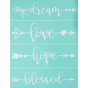Stencil sablon 215x275mm dream, love, hope, blessed