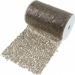 Szalag tekecses flitteres 10cm x 2,5m matt barna 