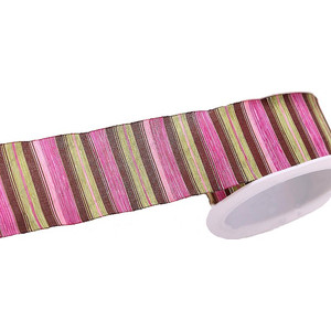 Szalag textil csíkos zöld/barn 38mm