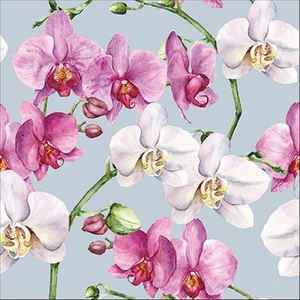 Szalvéta Ambiente Elegance Elegant orchids blue papír papírszalvéta 33x33cm,20db-os