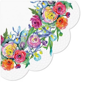 Szalvéta 32cm Painted Rose Corner papírszalvéta 33x33cm,20db-os