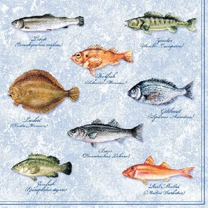 Szalvéta 33x33cm Fishes 20db-os