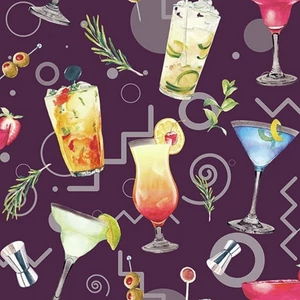 Szalvéta Ambiente koktélos Cocktail Party Aubergine 3rétegű 20db/csomag, 33x33cm