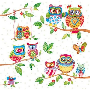 Szalvéta 33x33cm Owls in Summerland 20db-os
