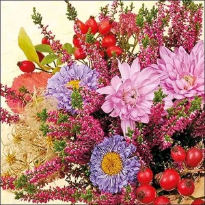 Szalvéta Ambiante Autumn Flowers papír papírszalvéta 33x33cm,20db-os
