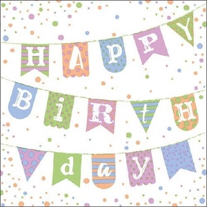 Szalvéta Ambiante Birthday Garland Blue papírszalvéta 33x33cm,20db-os