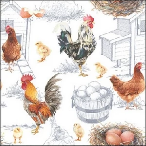 Szalvéta Ambiante Chicken Farm papírszalvéta 25x25cm,15db-os