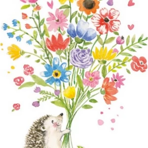 Szalvéta Ambiante Hedgehog with flowers papírszalvéta 33x33cm,20db-os