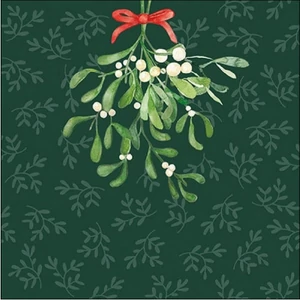 Szalvéta Ambiante karácsonyi Hanging mistletoe green papír papírszalvéta 33x33cm,20db-os