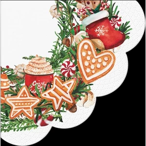 Szalvéta 33x33cm Ambiente Gingerbread Wreath Szalvéta 32cm 12db