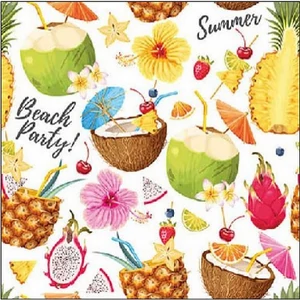 Szalvéta Ambiante summer Beach party white papírszalvéta 25x25cm,15db-os