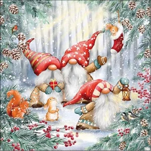 Szalvéta Ambiante karácsonyi Gnomes snowy forest papír papírszalvéta 33x33cm,20db-os