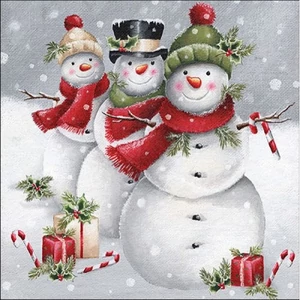 Szalvéta Ambiante karácsonyi Smiling snowman papírszalvéta 33x33cm,20db-os