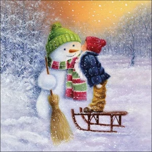 Szalvéta Ambiante karácsonyi Chidl kissing snowman papír papírszalvéta 33x33cm,20db-os