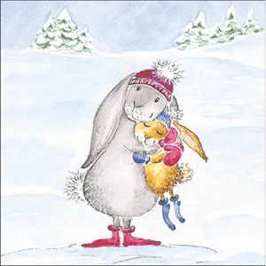 Szalvéta Ambiante karácsonyi Snow rabbits papírszalvéta 33x33cm,20db-os