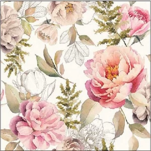 Szalvéta Ambiante virágos Peonies composition cream papírszalvéta 25x25cm,15db-os